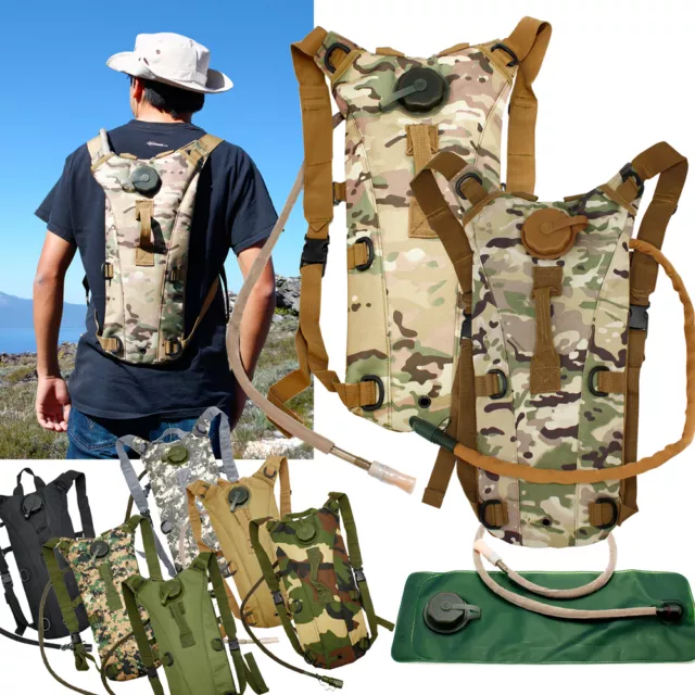 2L Hydration System Survival Water Bag Pouch Backpack Bladder Climbing Hiking