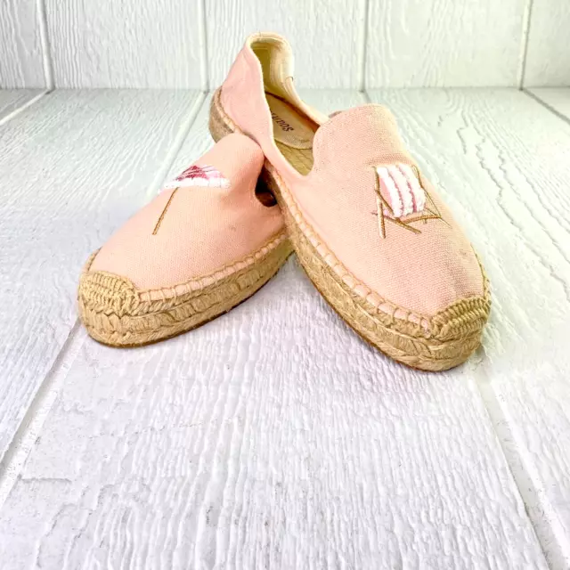 Soludos Platform Beach Umbrella Smoking Slipper Espadrilles 7.5  Pink Vacation