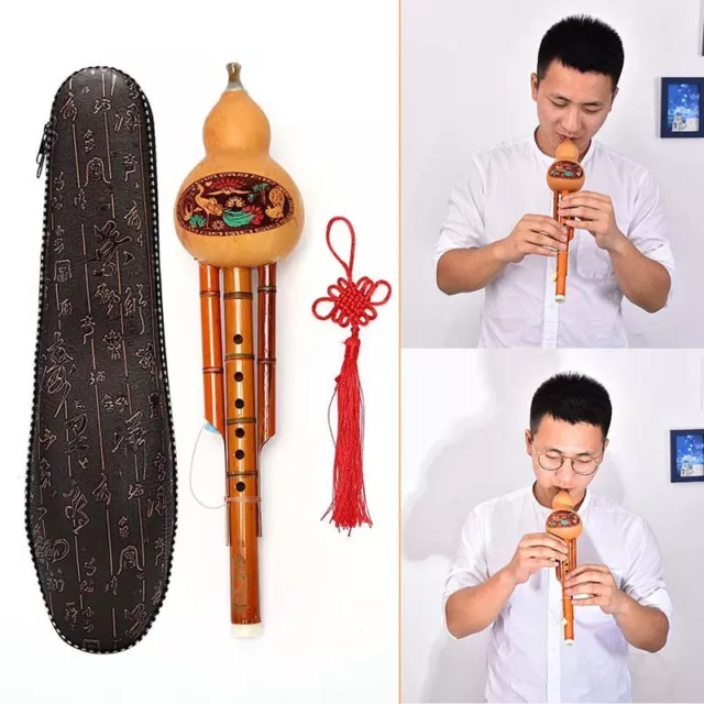 Chinese Hulusi Gourd Cucurbit Flute Ethnic Musical Instrument Key Of C With  ❤FR