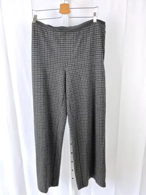 J. JILL Ponte Full Leg Pants Check Plaid Stretch Knit Pull On Gray Size XL