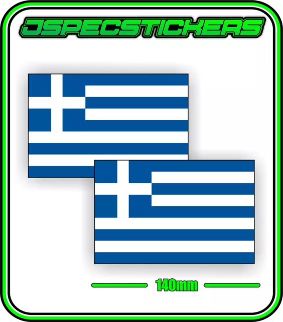 GREEK GREECE FLAG STICKER VINYL DECAL COUNTRY WINDOW BUMPER x2 140mm BNIP