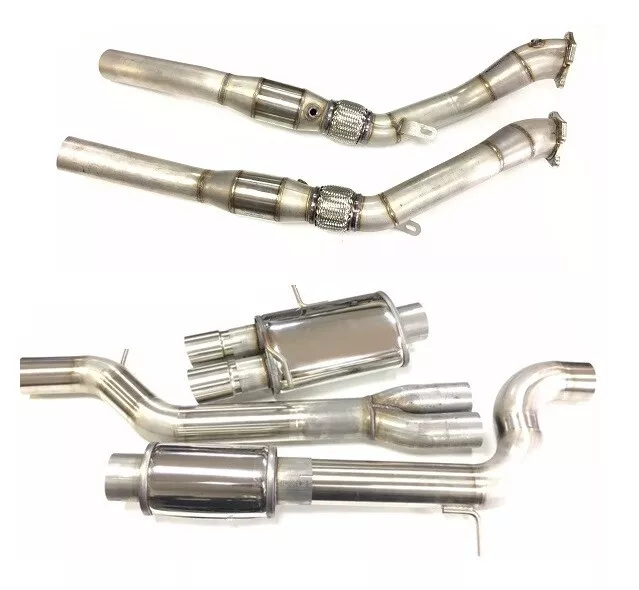 Downpipes 200 Zellen E9 + Auspuffanlage Audi S4 RS4 B5 90mm 2,7T Biturbo