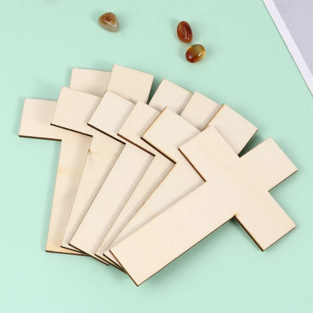 36pz Accessorio Croce Chip Legno Forma A Croce A Croce Con Chip In Legno Graffiti Artigianato W