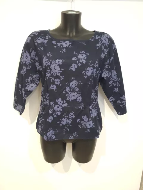 GAP Mujer Blusa Camisa Talla S/P Azul Marino Floral Mangas 3/4 Prenda para el torso Pequeña