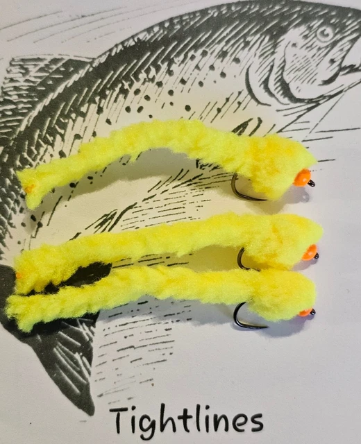 3 X SUNBURST EGGSTASY EGG WORM FLIES FL ORANGE BEAD SIZE 10 barbless