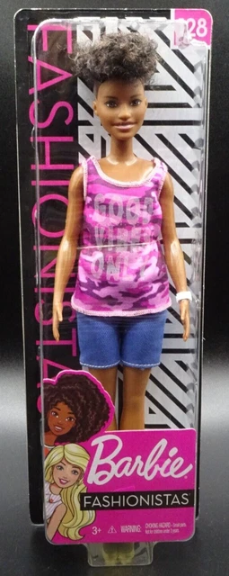 2018 Mattel Barbie Fashionistas Barbie Doll wearing "Good Vibes Only' Shirt #128