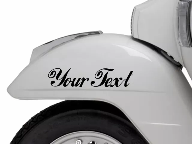 2X Maßgefertigt Vinyl Sticker Aufkleber Roller Vespa Lamberetta Wähle Farbe Font