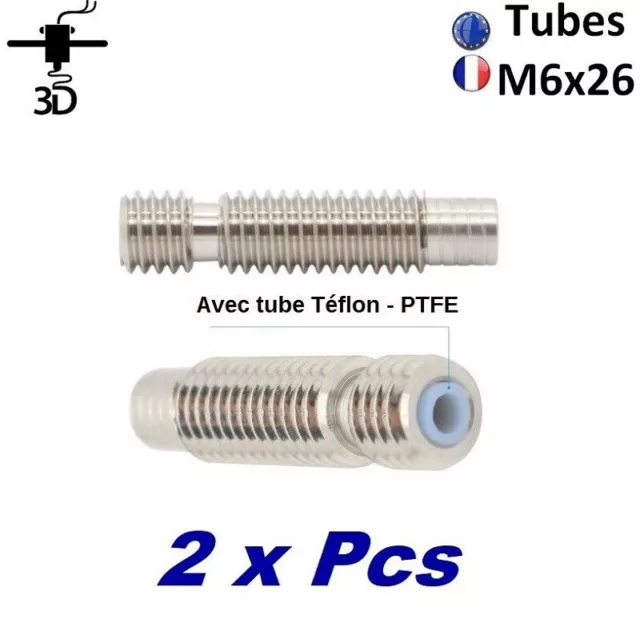 Tube Gorge M6 x 26 mm Heat break Hotend V5, V6, Bowden PTFE 1.75 imprimante 3D