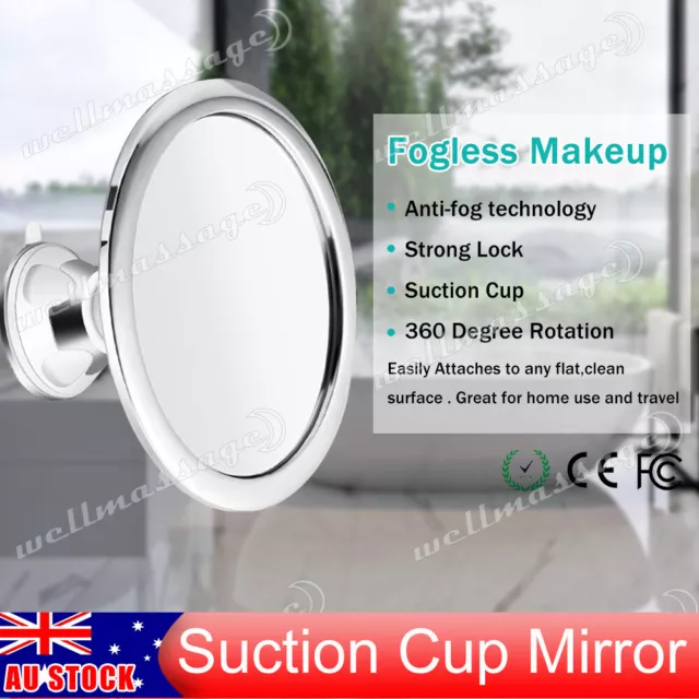 Anti-Fog Free Shower Mirror Fogless Shaving Shave Suction Cup 360° Rotating OZ