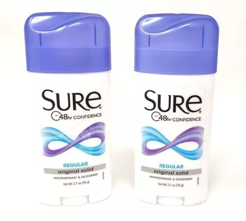 Sure Regular Original Scent Solid Antiperspirant Deodorant 2.7 oz. 2 pack