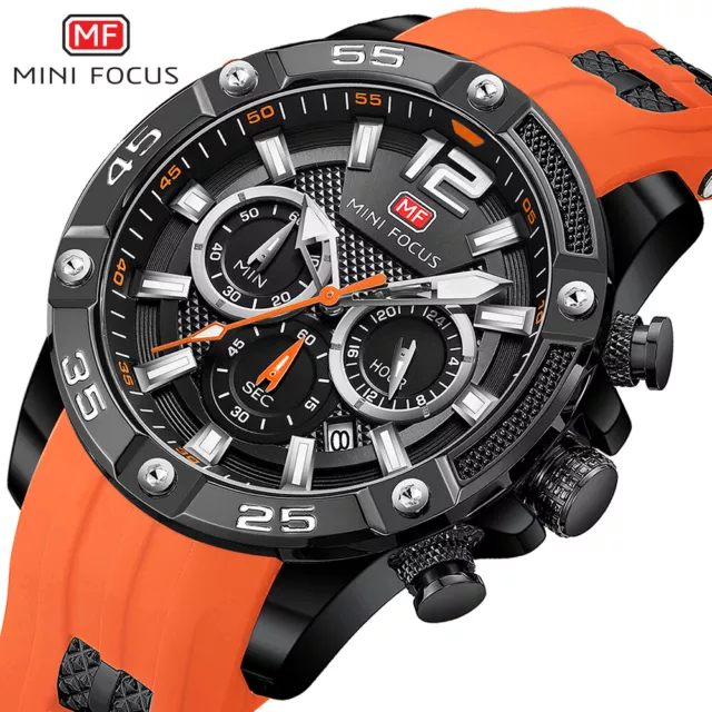 MINI FOCUS Orologio Uomo Cronografo Orologio Silicone Cassa Grande Calendario Orologi Sportivi