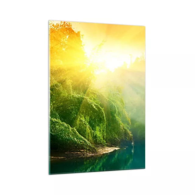 Glass Print 50x70cm Wall Art Picture Tropics Trees River Small Image Artwork