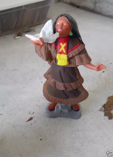 Unique Vintage Ethnic Girl w/ Bird Doll Figurine LOOK