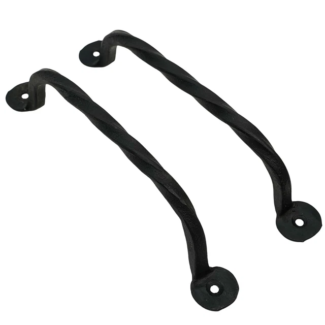 Cast Iron Door Barn Handle Gate Antique Pull Handles Vintage Metal Black Finish