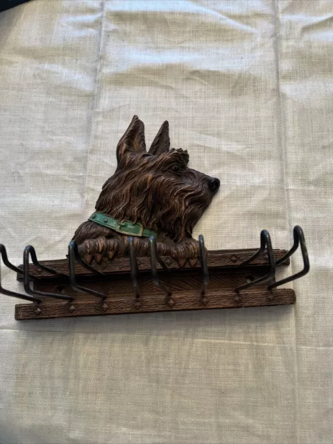 Vintage Syroco Wood Scottie Scottish Terrier Dog Tie Scarf Holder Wall Rack (H)