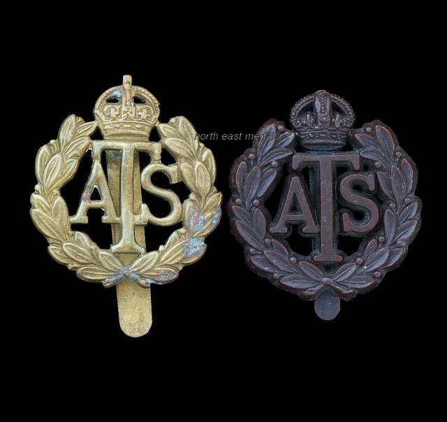 WW2 ATS AUXILIARY Territorial Service Cap Badges. Brass & Plastic