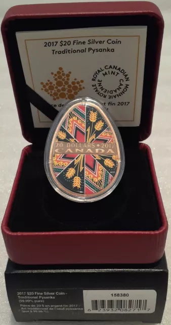 2017 pièce de 20 $ en argent pur en forme d'œuf traditionnel ukrainien Pysanka 1 oz