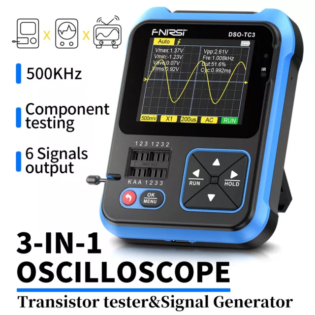 3 in 1 FNIRSI DSO-TC3 Digital Oscilloscope Transistor Tester Signal Generator CN