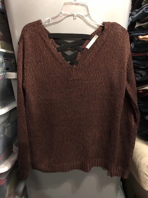 Harper Heritage purple pullover knit lace back sweater size medium