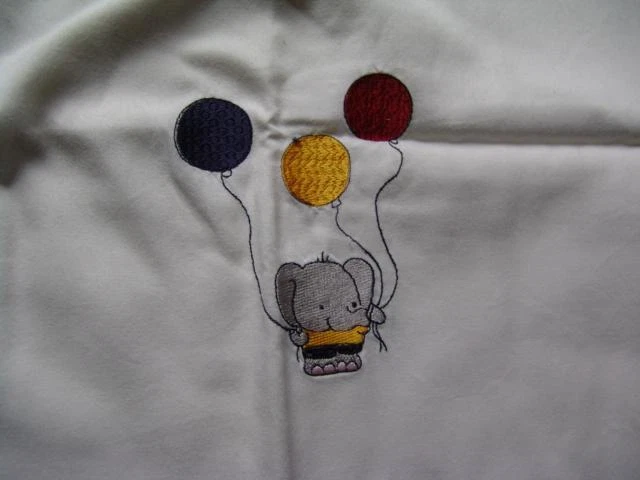•●♥ Baby-Bettgarnitur Bettwäsche - weiß - Elefant mit Luftballons ♥●• A