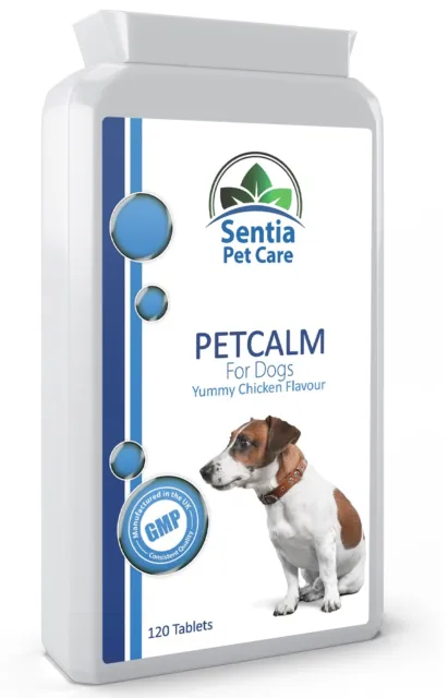 Natural Dog Calming Tablets for Anxiety Stress Aggression Nervous Worried Pets.