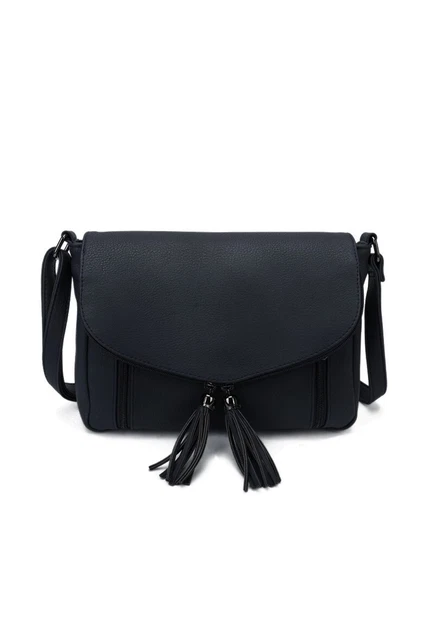 Borsa donna tracolla media ecopelle da borsetta a spalla ragazza tasche nero blu