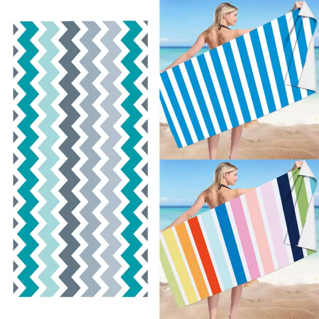 Microfiber Beach Towels Super Absorbent Lightweight Stripped Sand Free Bathroom