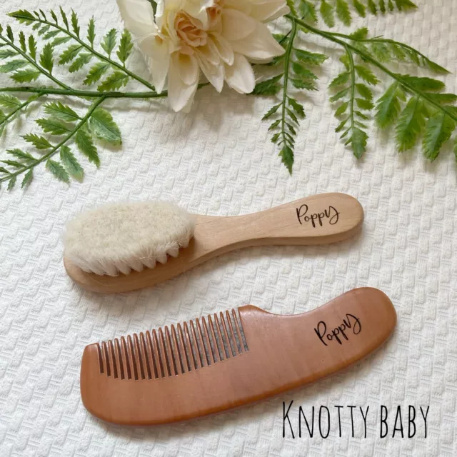 Personalised Wooden Baby Brush & comb set, Baby Accessories, Wooden Brush