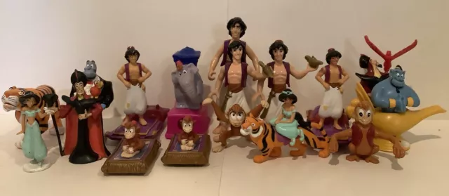 Disney’s Aladdin Lot of 19 PVC Toy Figures 90’s VTG, Various Makers