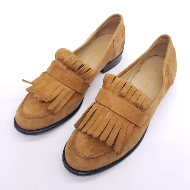 M GEMI Loafer Women's 39 EU 8.5 US Brown Flats Shoes Slip-On Suede Kiltie Fringe