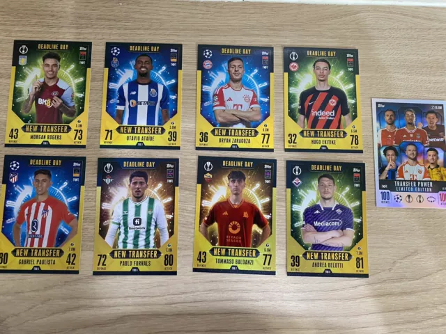 Topps Match Attax Extra Update Champions League  23/24- 25 New Transfer Cards