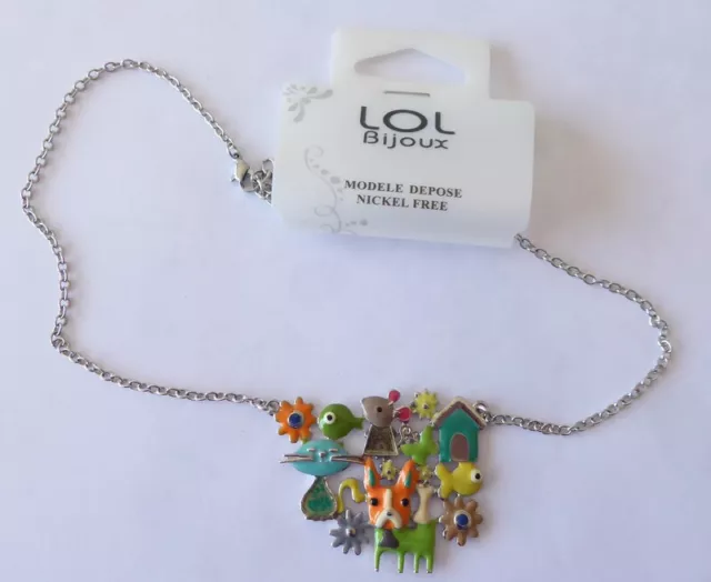 Collier LOL Bijoux LOLILOTA chien chat niche fleur souris poisson multicolore