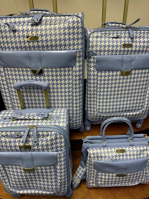 New Samantha Brown Houndstooth 4 Piece Set Lavender / White Color Spinner 2