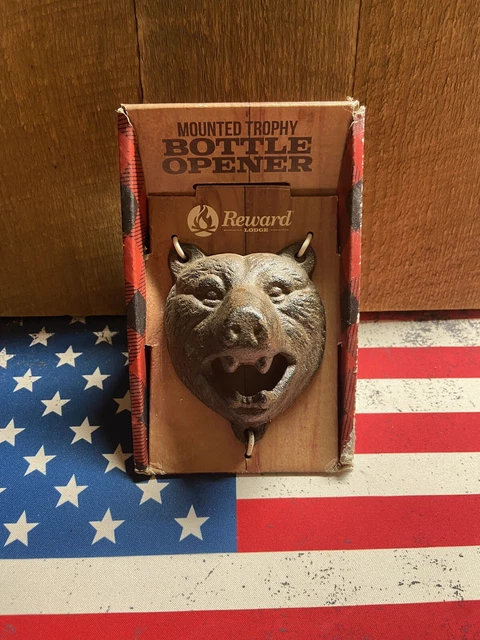 Cast Iron Bear Beer Bottle Opener. Country Style, Cabin, Man Cave, Bar Decor