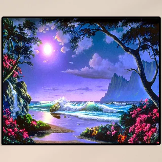 Painting By Numbers Kit DIY Bright Moon Canvas Oil Art Picture Home Room Decor