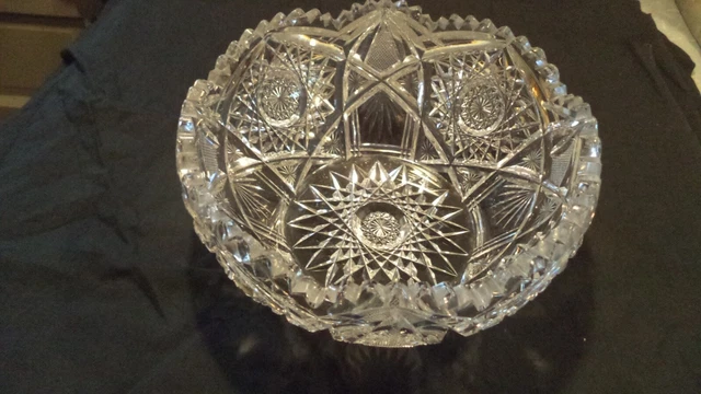 Crystal Bowl American Brilliant Period APB Cut Glass Antique