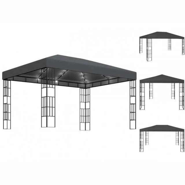 Pavillon Gartenzelt Mit LED-Lichterkette 3x4 M Anthrazit