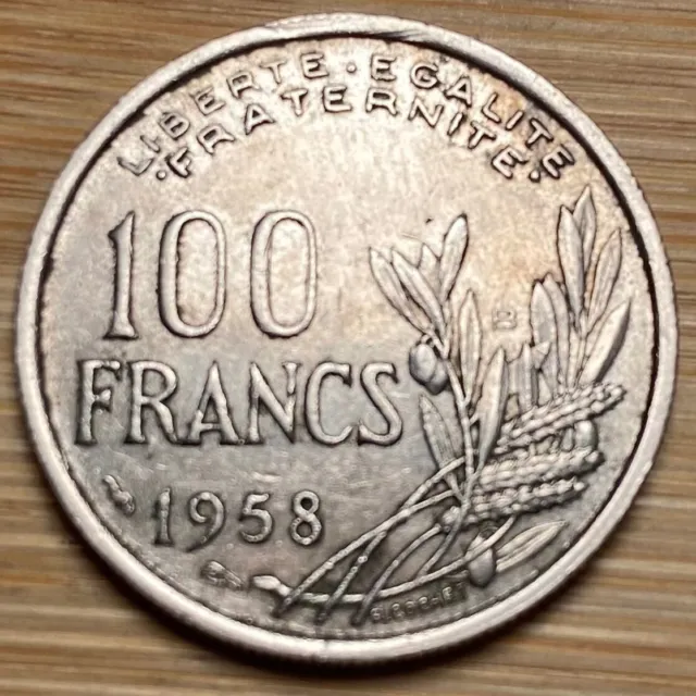 Piece De 100 Francs Cochet 1958 B (1225)  Très Belle Cote.