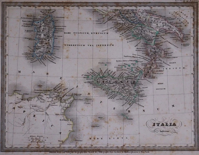 1831 Universal Atlas - Historical Map ~ ITALIA / ITALY - SICILIY ~(10x12)-#1238