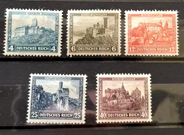 GERMANY 3rd REICH 1932  Castle Mi.474-478 Sc B44-B48 / ** MNH