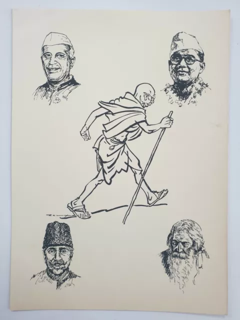 Vintage Politica Stampa Schizzo R K Laxman 10.75in x 1