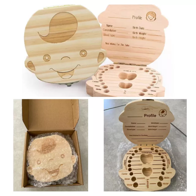 New Baby Small Kid Child Save teeth storage keepsake wooden box