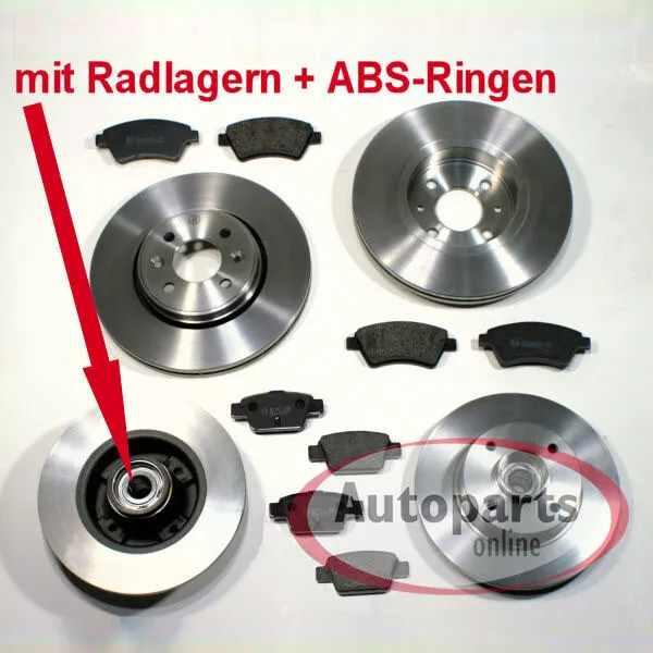 Bremsen Set Ø 283 mm + Ø 249 mm + Beläge vorne hinten für Peugeot 207