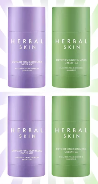 4 Eggplant & Green Tea Detoxifying Deep Cleanser Clay Cream Mask Stick Set 1.4OZ