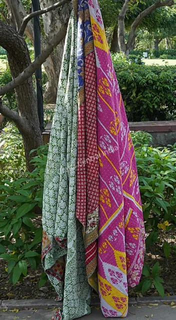 Wholesale lot of Reversible Kantha Twin Quilt Indian Vintage Handmade Blanket 3