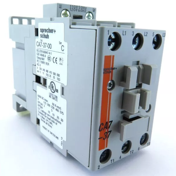 CA7-37-00-120, Sprecher & Schuh, IEC Contactor 37 amp, 3p, 120VAC coil