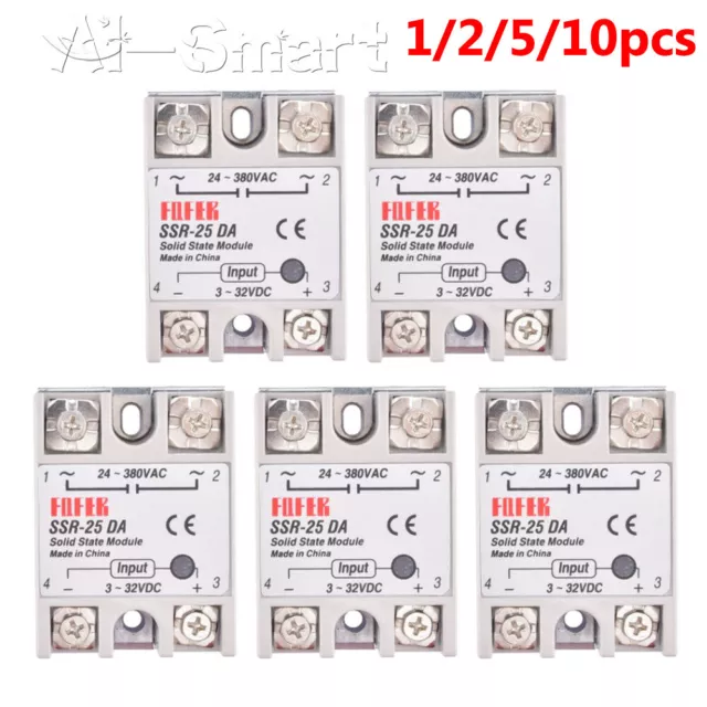 1/2/5/10PCS SSR-25DA Solid State Relay Module 25A DC 3V-32V to AC 24V-380V