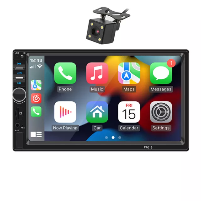 Touch Screen Car Stereo Radio Bluetooth FM 2Din For Apple Carplay Android Auto