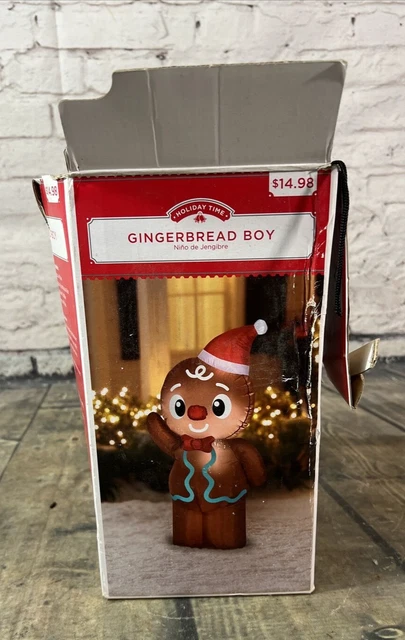 48” Gingerbread Boy Man Blow Mold Christmas 4 Ft Light Up Decor Holiday Time