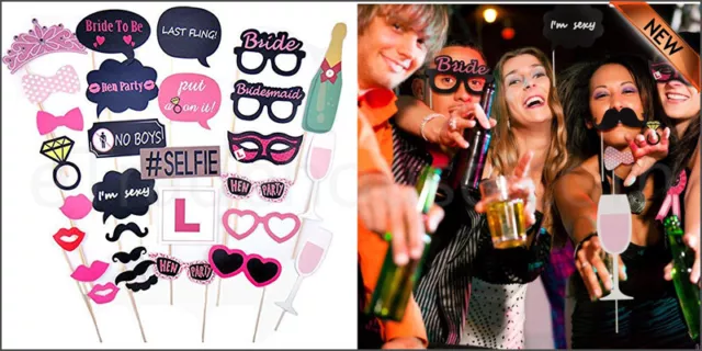 30 x Full Set Hen Party Selfie Photo Props Booth Night Games Wedding Accessorie